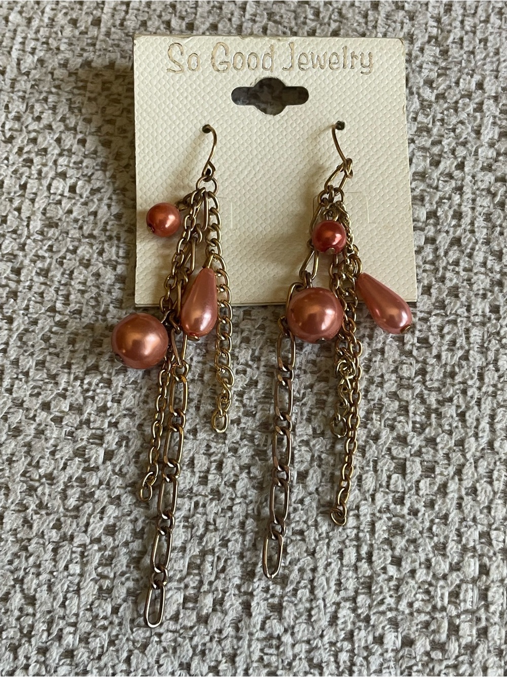 Rose Gold Pearl Chain Drop Earrings